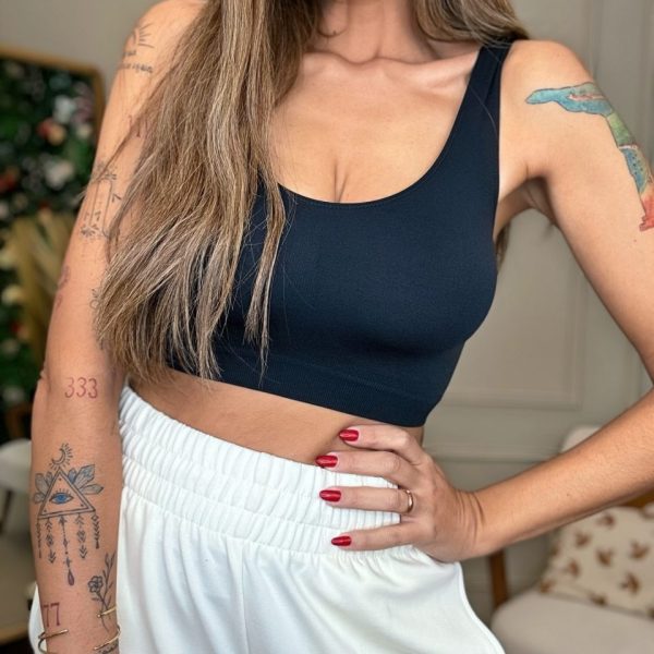 Sutiã de desporto sem costura - Preto