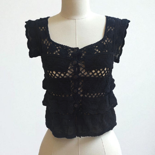 Colete / Top Macramé " Flor"