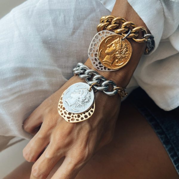 Pulseira de Corrente Robusta com Medalha