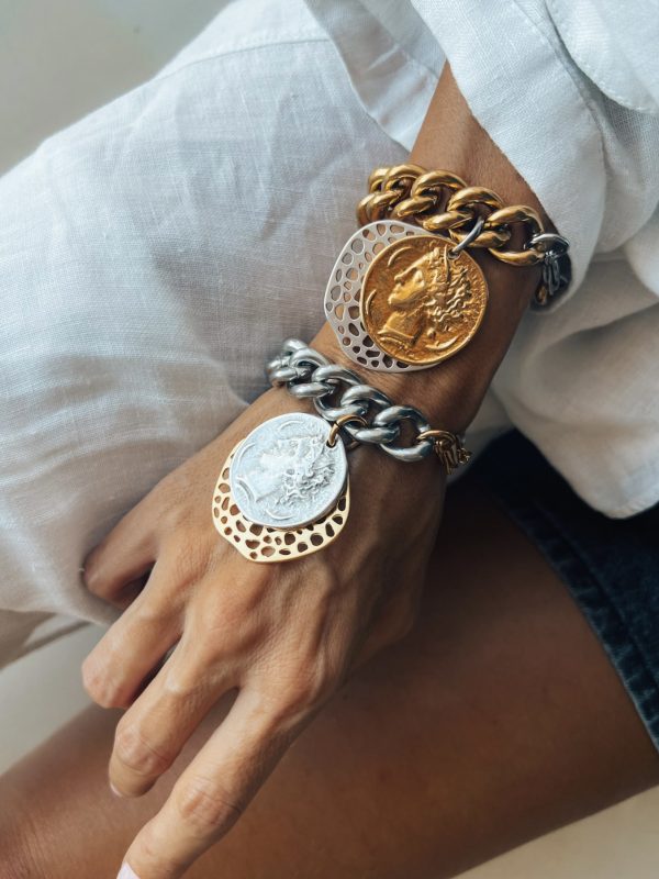 Pulseira de Corrente Robusta com Medalha