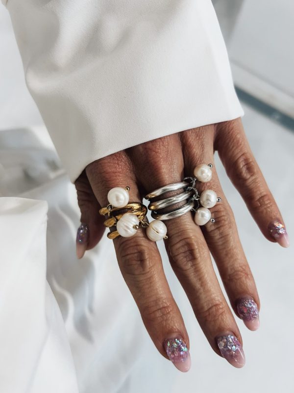Anel Triplo com Pérolas