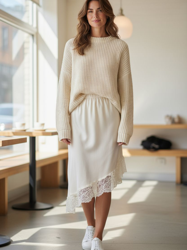 Saia Assimétrica com renda