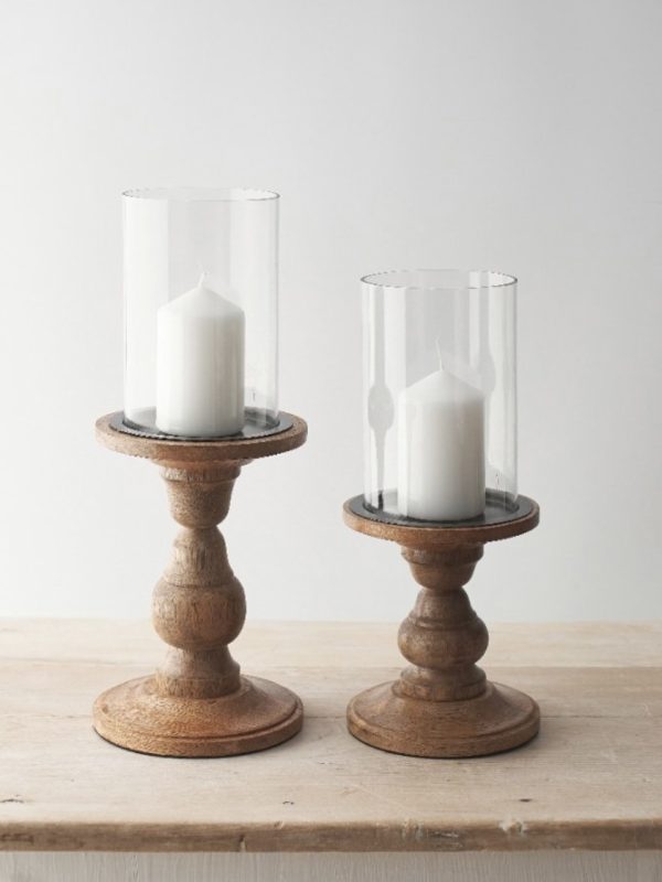 Castiçal em Madeira e Vidro