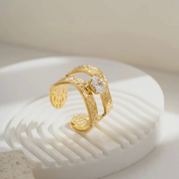 Anel Folhagem Cristal