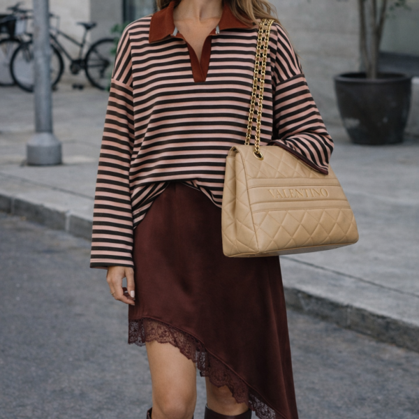 Pólo Listado Bordeaux/Rosa