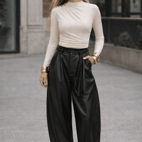 Calças Barrel em Ecopele