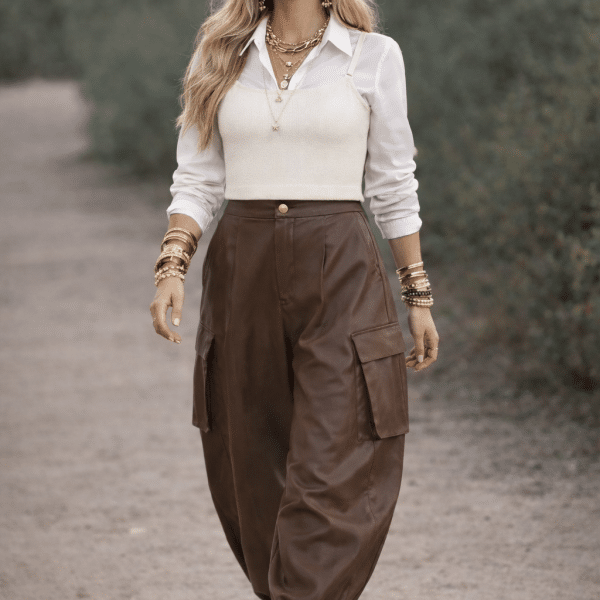 Calças Cargo em Ecopele