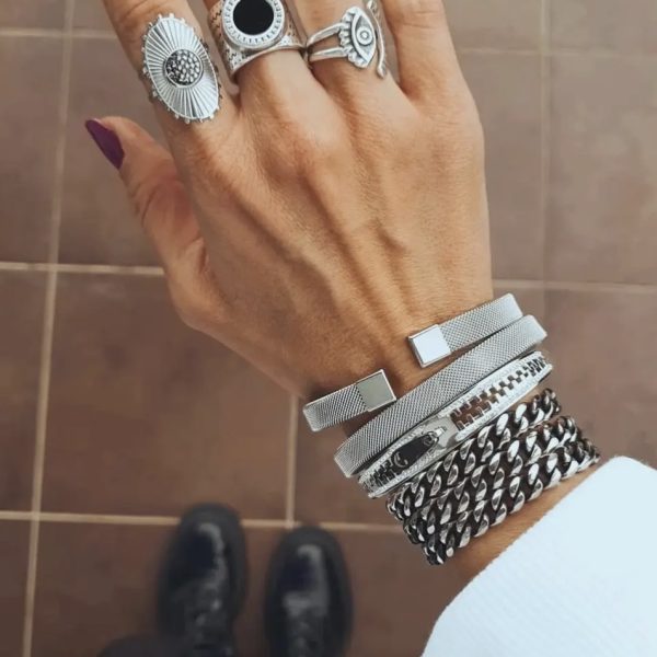 Pulseira Corrente Tripla com Pérola