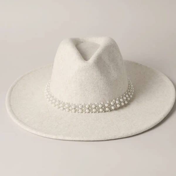 Chapéu Fedora Panamá com Pérolas