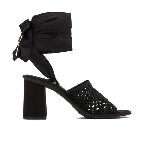Black Fabric Platform Sandals