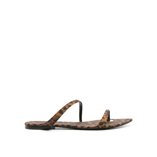 Brown Fabric Flat Sandals