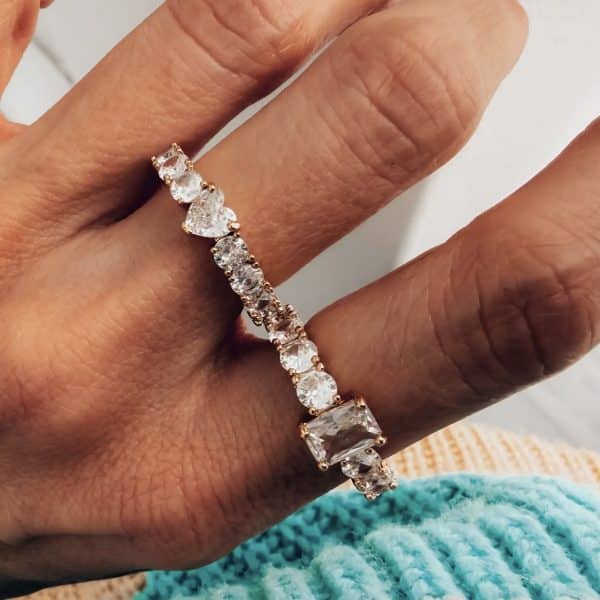 Anel Zircónias Coração