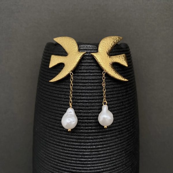 Brincos “Andorinha com Pérola”