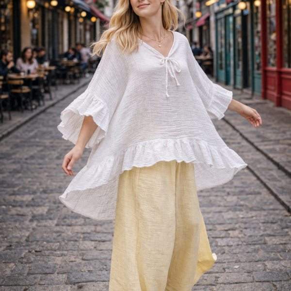 Túnica Assimétrica de Algodão