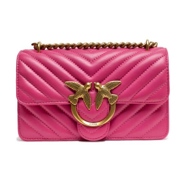 PINKO Pink Leather Love One Mini Shoulder Bag
