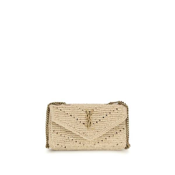 Saint Laurent Beige Raffia Shoulder Bag