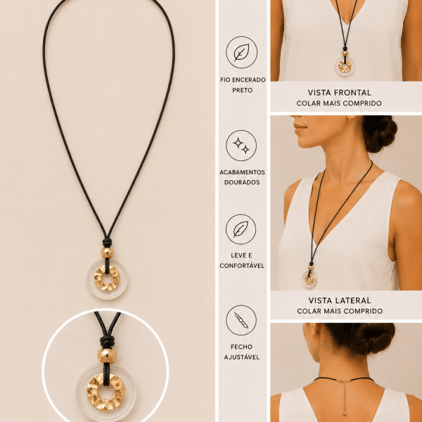 Colar Comprido “Black & Gold”