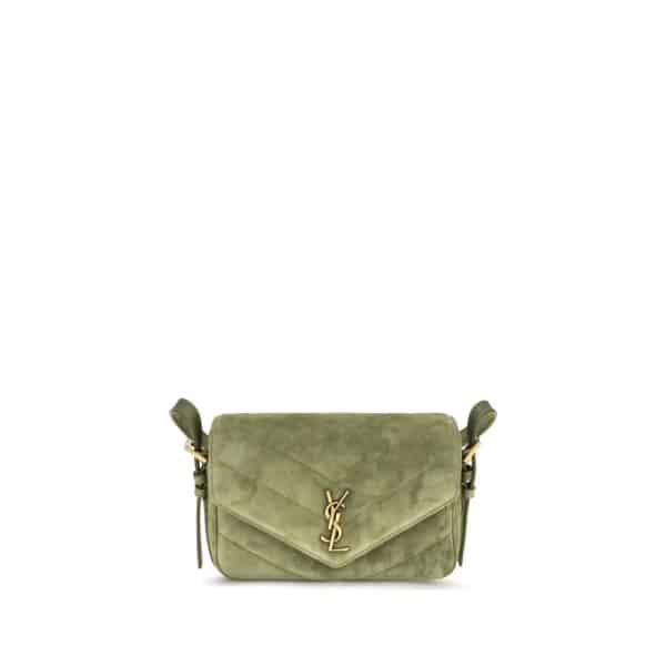 Saint Laurent Bicolor Suede Leather Shoulder Bag