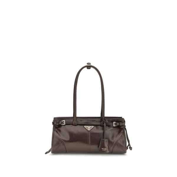 Prada Brown Calf Leather Bos Taurus Shoulder Bag