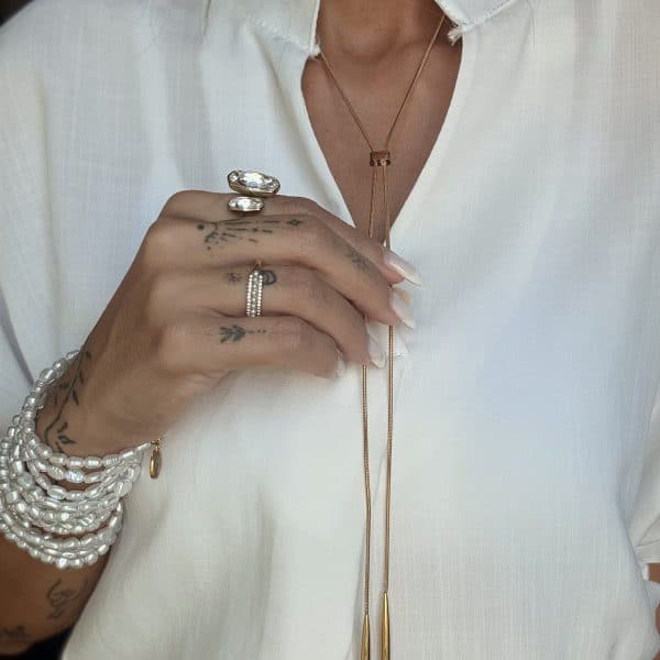 Anel “Diamonds & Pearls”