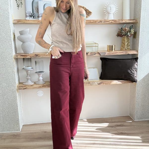 Jeans Wide Vinho